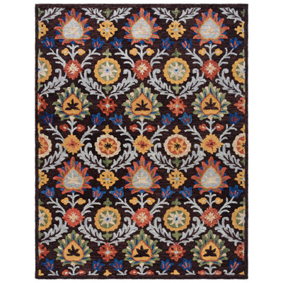 Tapis floral en laine et coton Soojin
