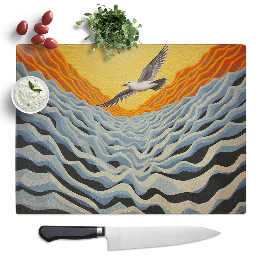 Seagull Op Art No.2  Glass Chopping Board