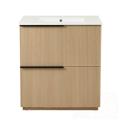Meuble-lavabo de salle de bain avec lavabo en céramique et 2 tiroirs