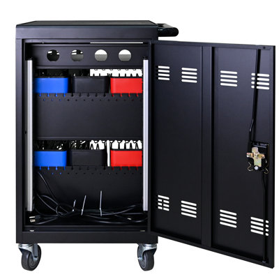 32 Charging Cart For 30, With Lock And Space Utilization Feature Enhancement Tablet Laptop Locking System 30 Devices