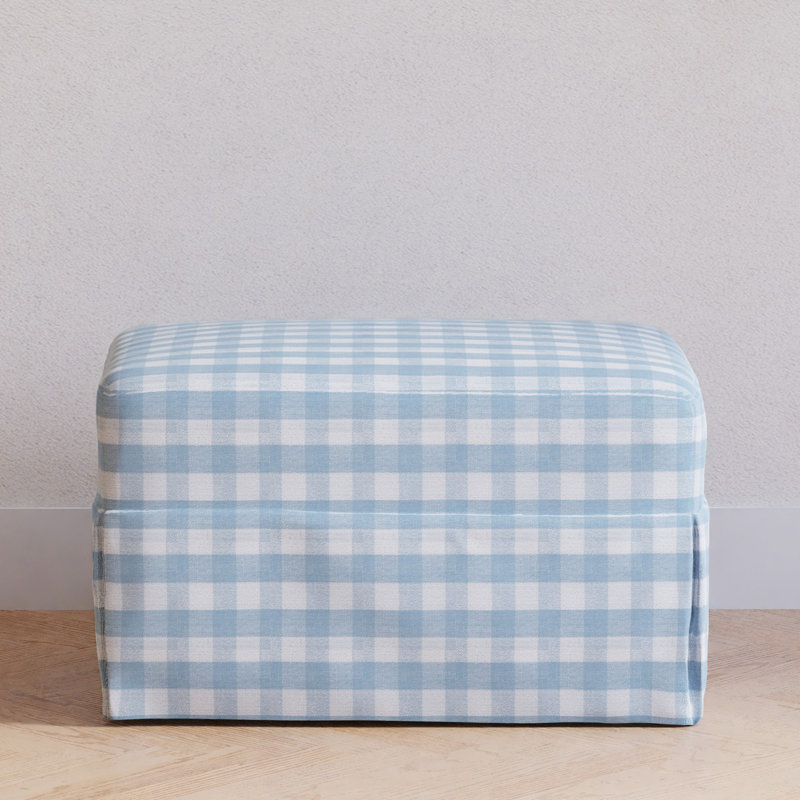 Crawford Ottoman, Blue Gingham