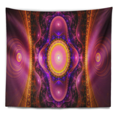Tapisserie abstraite à motif fractal rose