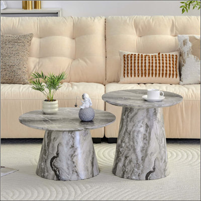 Nested Coffee Table, Medieval-Modern Style Coffee Table, Featuring Veneer, Classic Round Coffee Table And Side Table Set, Simple Living Room, Office C
