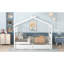 Lit double pleine grandeur en bois avec tiroirs, blanc