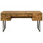 Bureau rustique couleur muscade à 4 tiroirs avec piètement traîneau et structure métallique, apportant une touche chaleureuse et naturelle à votre bureau, hauteur de 77,5 cm (30,5 pouces), offrant un soutien fiable pour une utilisation au bureau.