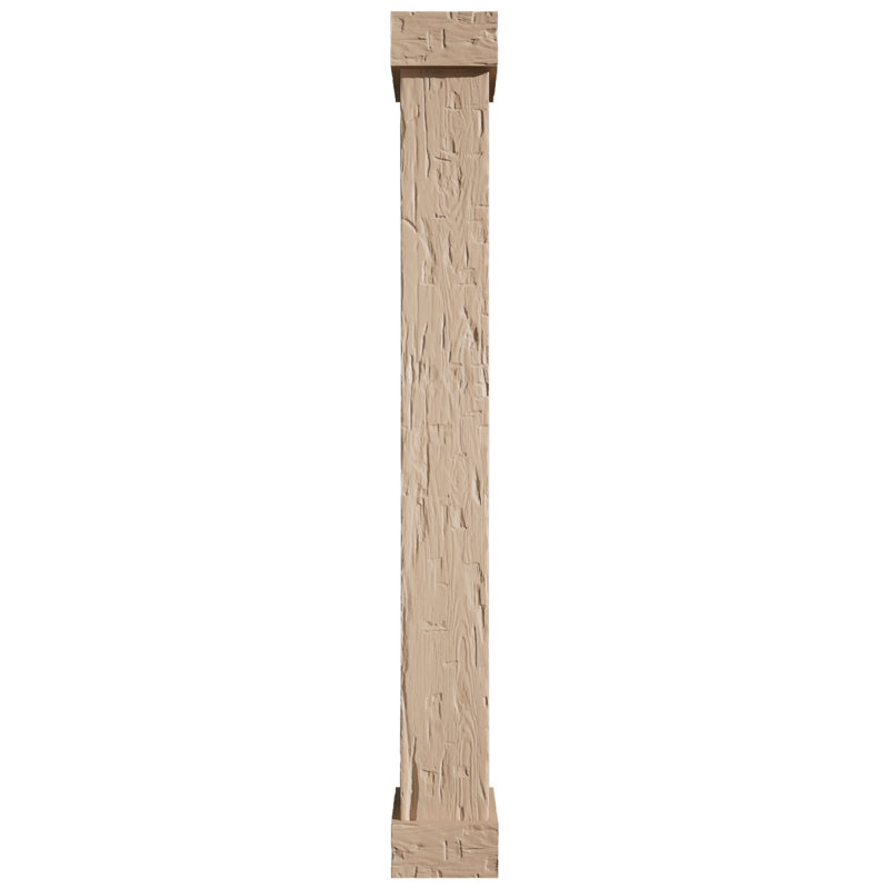 Enveloppe de colonne carrée Timberthane, H 216 po x l 16 po x P 16 po, Standard standard et base, Taillé à la main