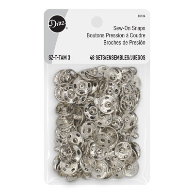 Dritz Sew-On Snaps, 1/2", Silver, 48 Sets