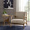 Méridienne Mid-Century moderne en bois massif - Revêtement texturé avec mousse haute densité
