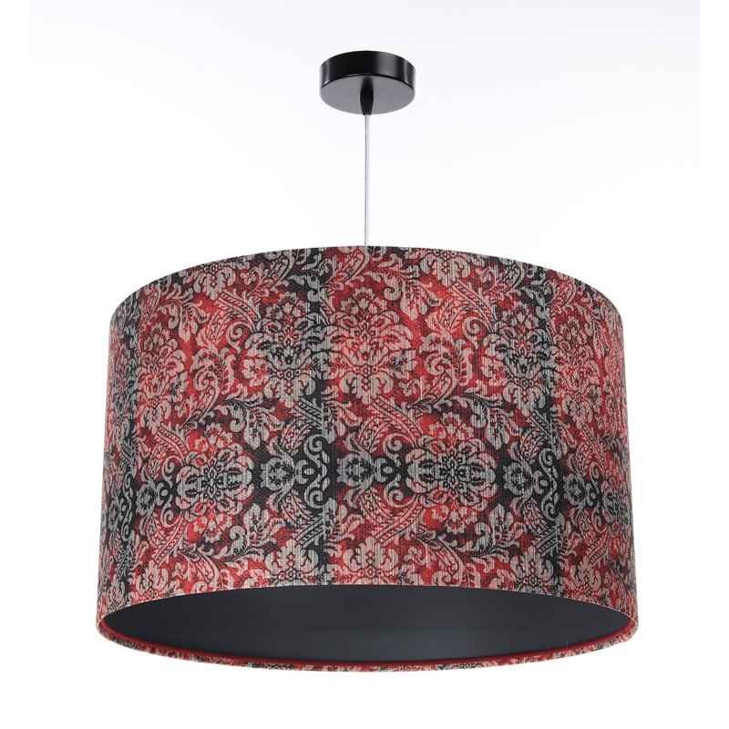1 - Light Black Drum Pendant, 107cm H x 40cm W x 40cm D