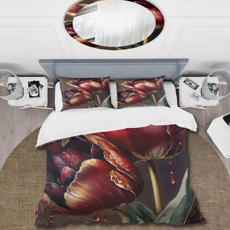 Ensemble de housse de couette floral Tulip II - microfibre de polyester, Housse de couette très grand et 2 très grandes t