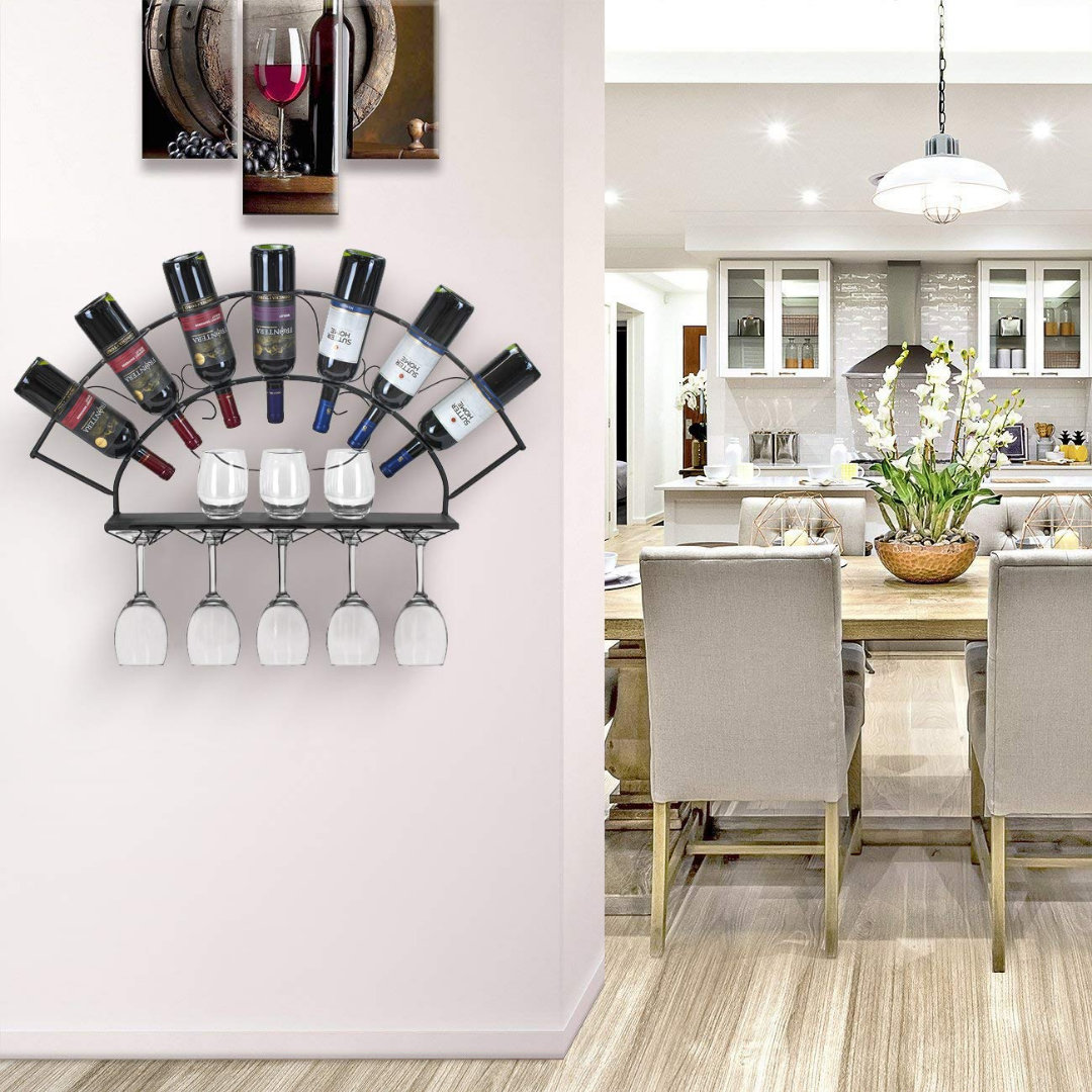 Sorbus Wine Bottle Stemware Glass Rack Wall Mounted Bordeaux Chateau