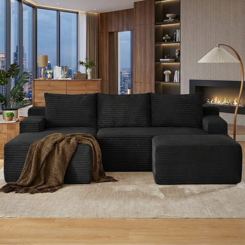 Canapés modulaires confortables Boneless Couch pour le salon, canapé modulaire en U en forme de nuage, canapé modulaire minimaliste avec assise profonde