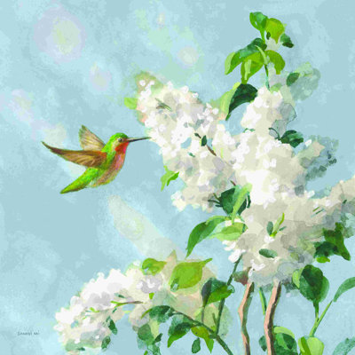 " Hummingbird Spring I Soft Blue " by Danhui Nai Painting Print