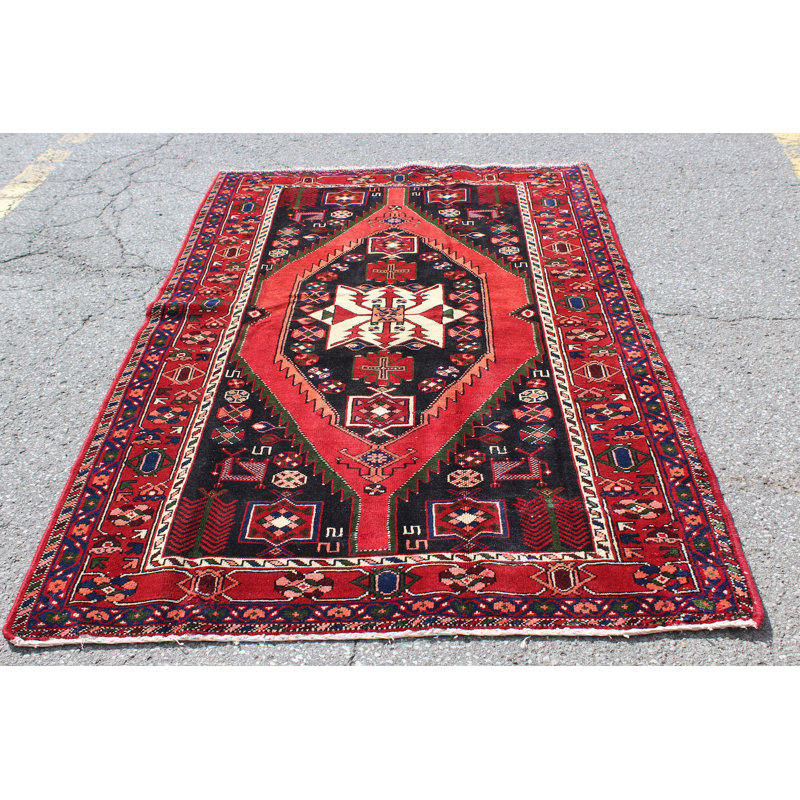 Tapis rouge bohème rétro 4 x 7