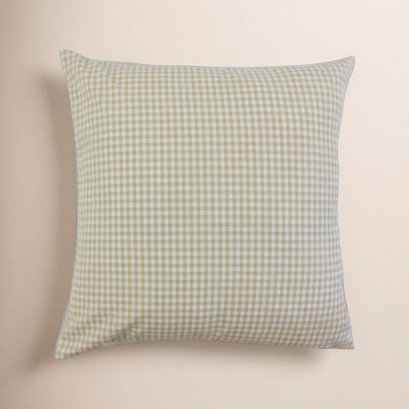 Henriette Plaid Cotton Reversible Throw Pillow, Beige, 18" H x 18" W