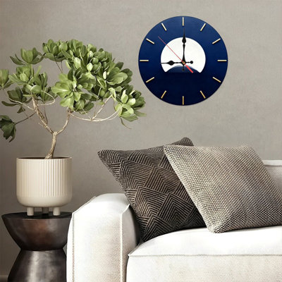 Horloge murale ronde en bois 10 po, mouvement à quartz silencieux, imprimé UV, à piles