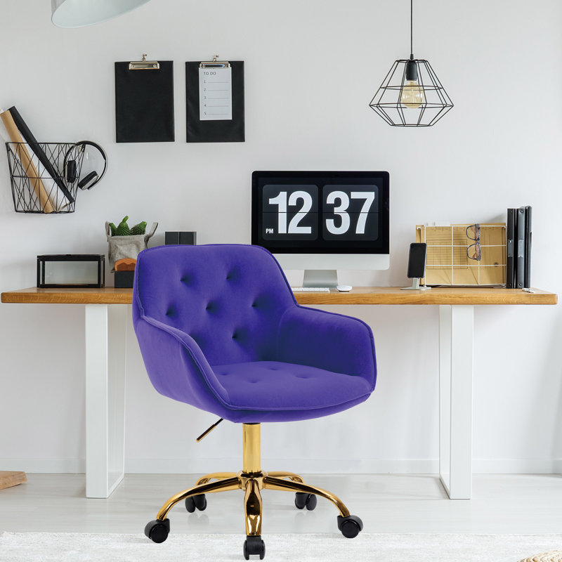 Keiran Velvet Office Chair, Purple