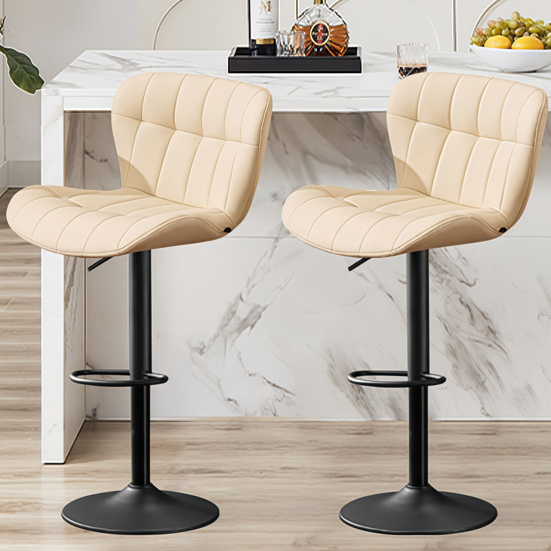 Tabouret de bar pivotant et réglable, Blanc, 2