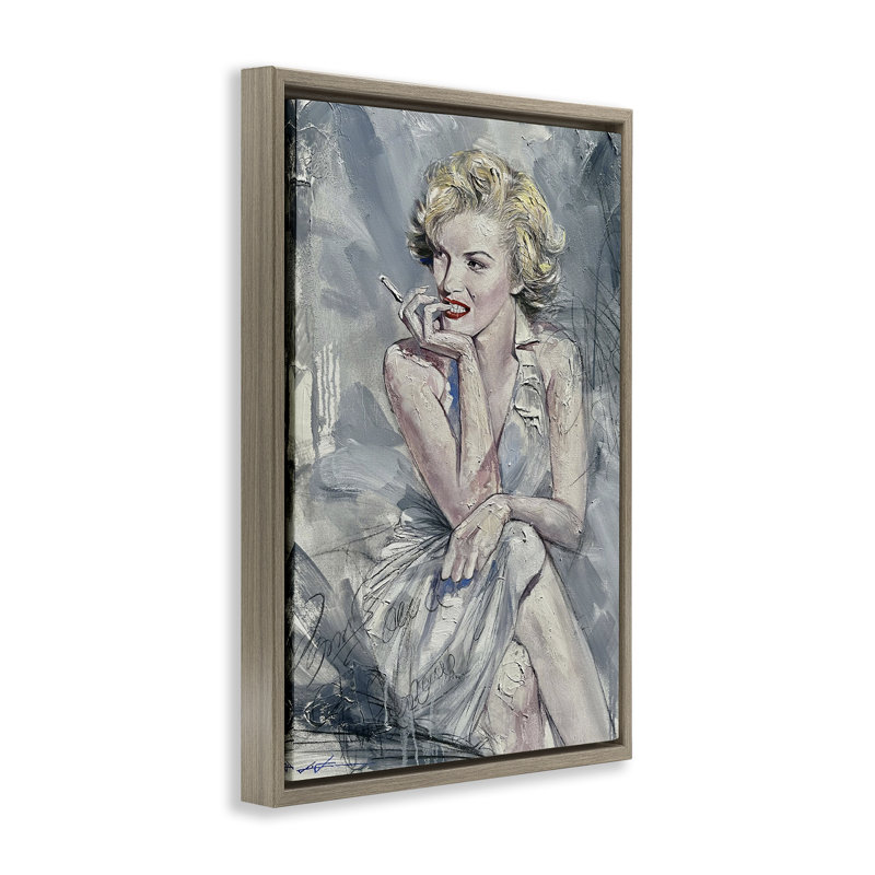 Élégant cadre flottant abstrait Marilyn, design par Lucille Lee, Cadre flottant orme Montalcino, H 25 po x l 17 po