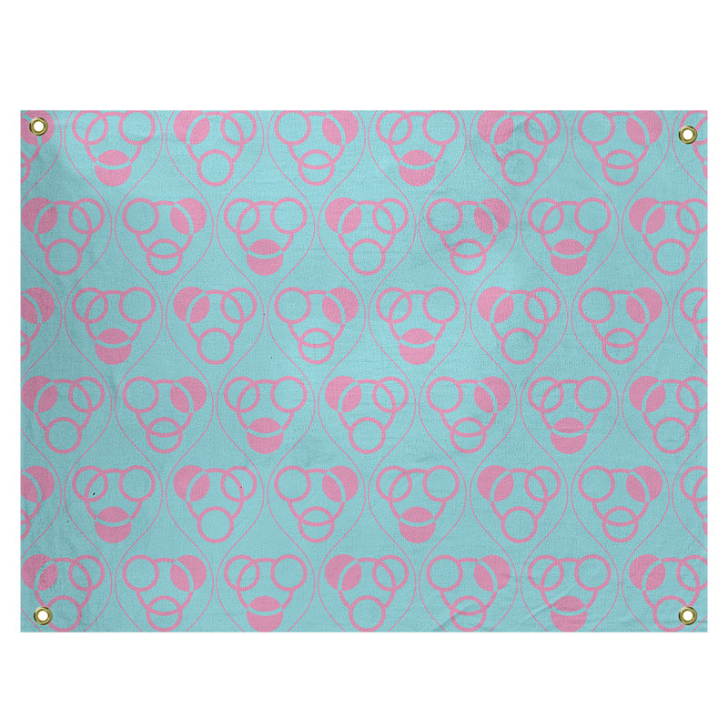 Tapisserie, H 59 po x l 80 po, Bleu sarcelle / rose