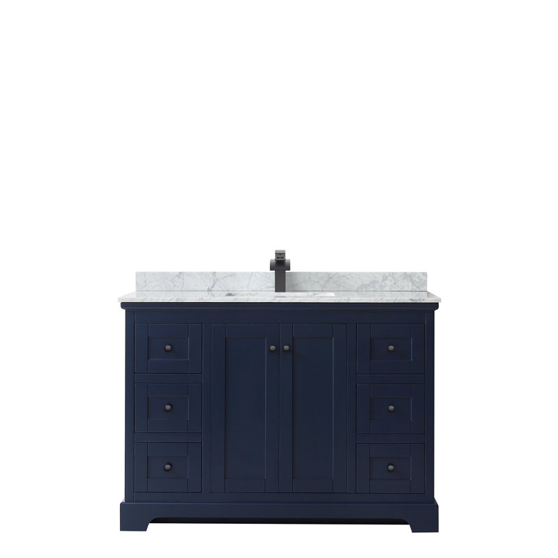 Ensemble de meuble-lavabo simple 48 po Avery, Bleu foncé, Noir mat