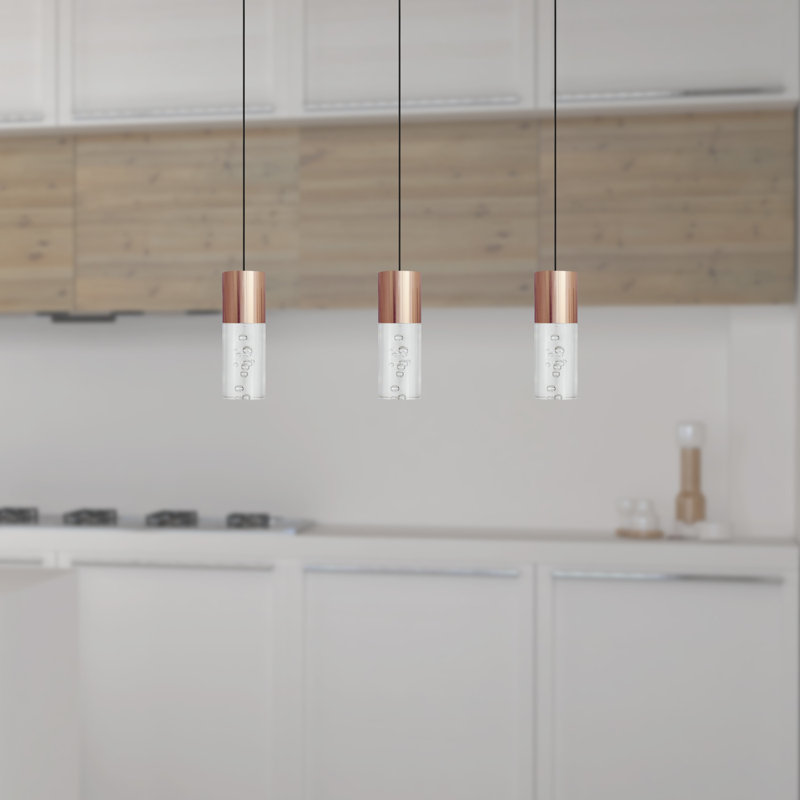 Rathi 3 - Light Kitchen Island Pendant, Copper, 7" H x 2" W x 2" D
