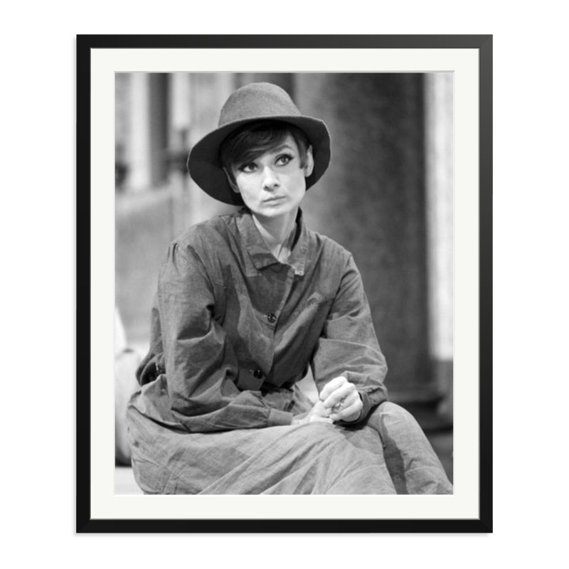 Audrey Hepburn on set, Black, 38" H x 32" W