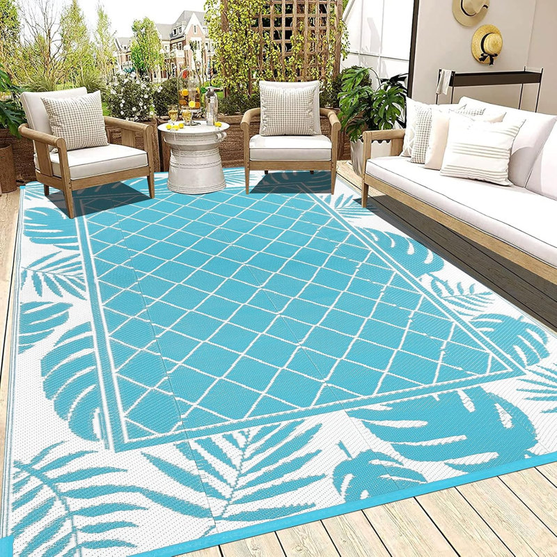 Tapis d'extérieur imperméable, Sarcelle, Rectangle 9 pi x 12 pi