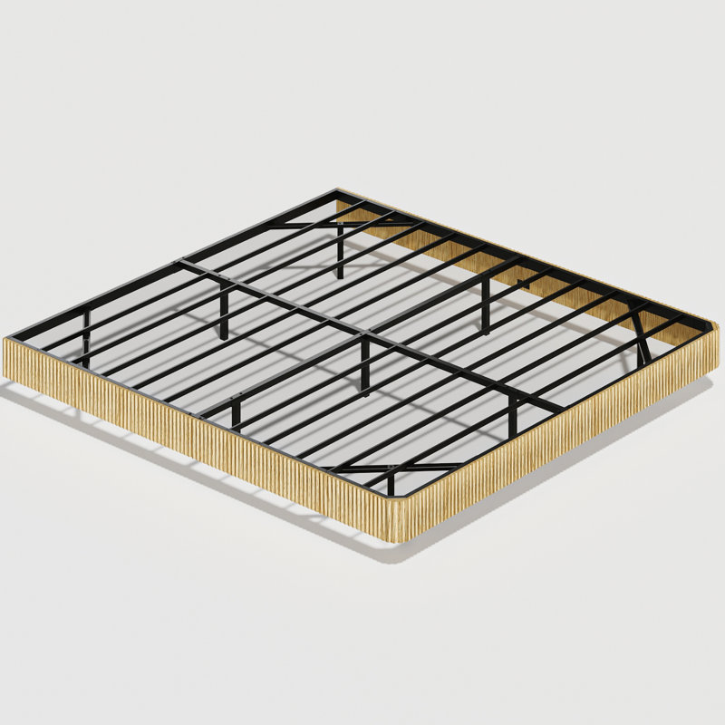 King Floating Bed Frame Of Oak Color, Wave Curve Wood Texture, Led Lighting, High - Strength Frame, No Box Spring, Managed Lights Size In Lighting System, Metal Structure, Remote Controlled