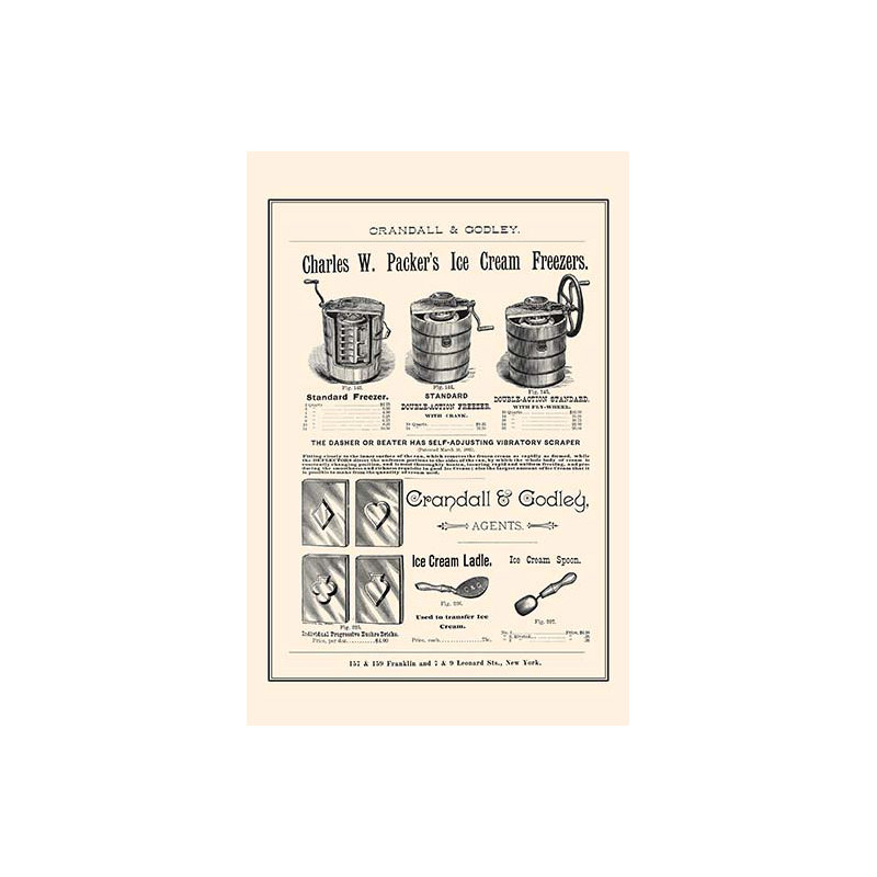 " Charles W. Packer's Ice Cream Freezers ", 42" H x 28" W x 1.5" D