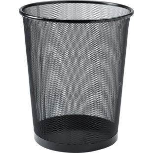 Poubelle ronde, maille en acier, 11-7/10 po x11-7/10 po x 14 po, noir