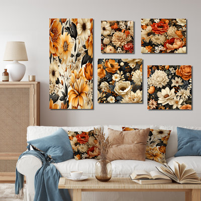 Acanthe - ensemble de 5 impressions murales florales