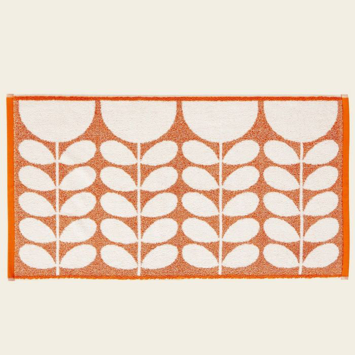 Cut Stem Moss/Charcoal Bath Mat, Orange, Sun Floral