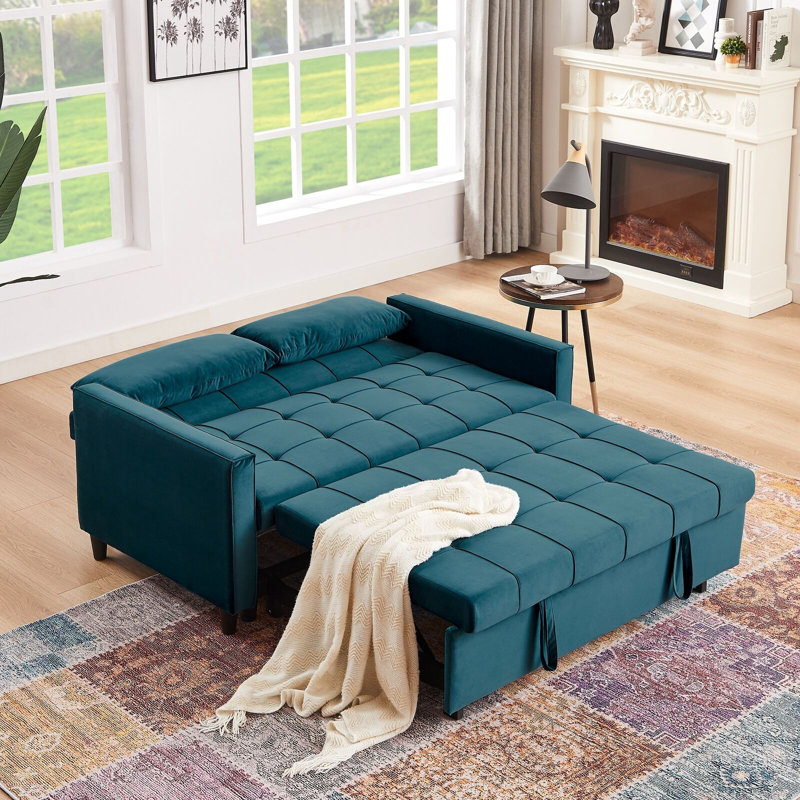 Buncombe 2 Seater Velvet Sofa Bed, Green