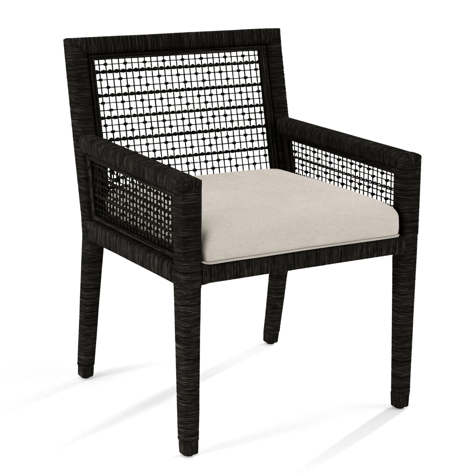 Glinda Dining Armchair, Elite Dove Linen, Antique Black