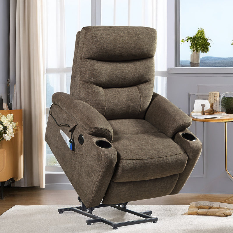 Fauteuil de massage inclinable électrique chauffant, Brun foncé
