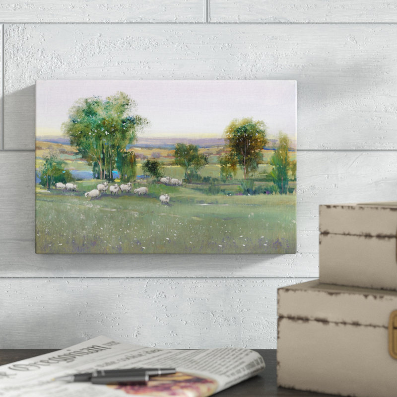 Field of Sheep II by Timothy O' Toole - Painting Print, Wrapped Canvas, 20cm H x 30cm W