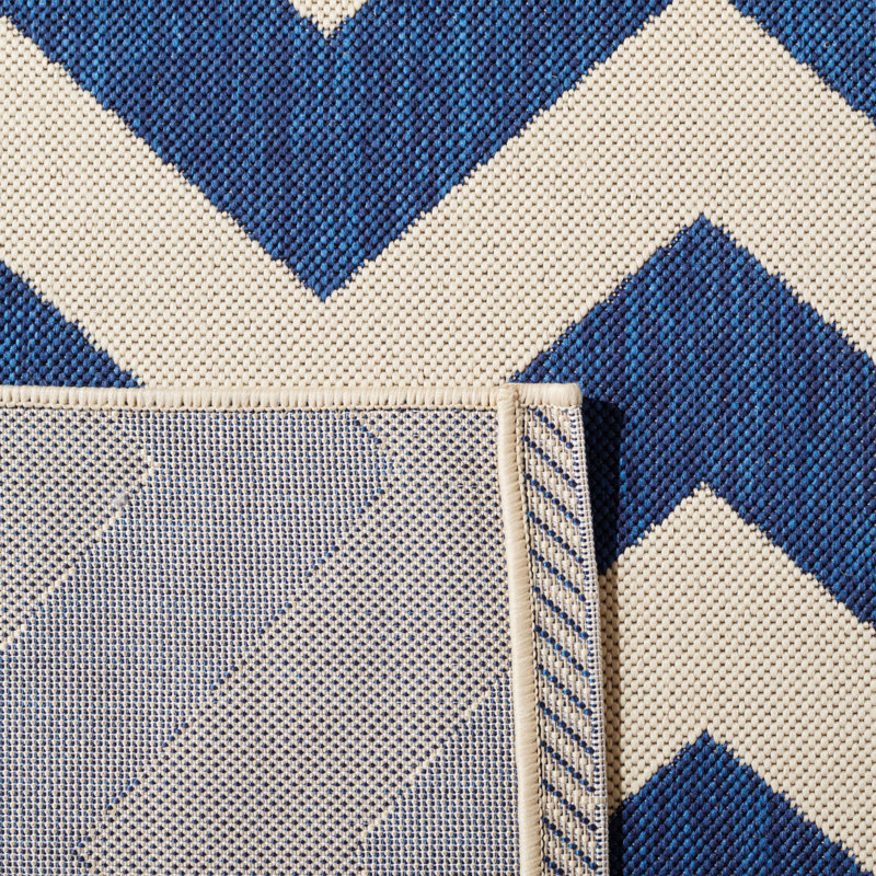 Tapis intérieur / extérieur bleu marine / beige Arneshia, Rectangle 9 pi x 12 pi