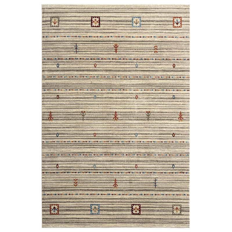 Tapis beige à rayures Lonoke, Rectangle 4 pi x 6 pi