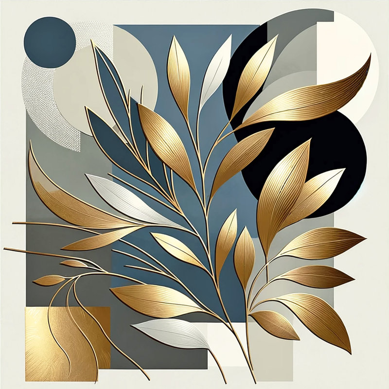 " Gold Leaf On Abstract Shapes ", 20" H x 20" W x 1.5" D