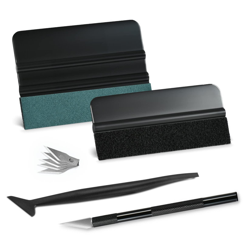 Car Window Tint/Vinyl Wrap/Wallpaper Installation 9-in-1 Tool Kit – Scratch-Free Precise Easy-Use, with Felt Squeegees, Micro Squeegee, Craft Knife (5 Blades)