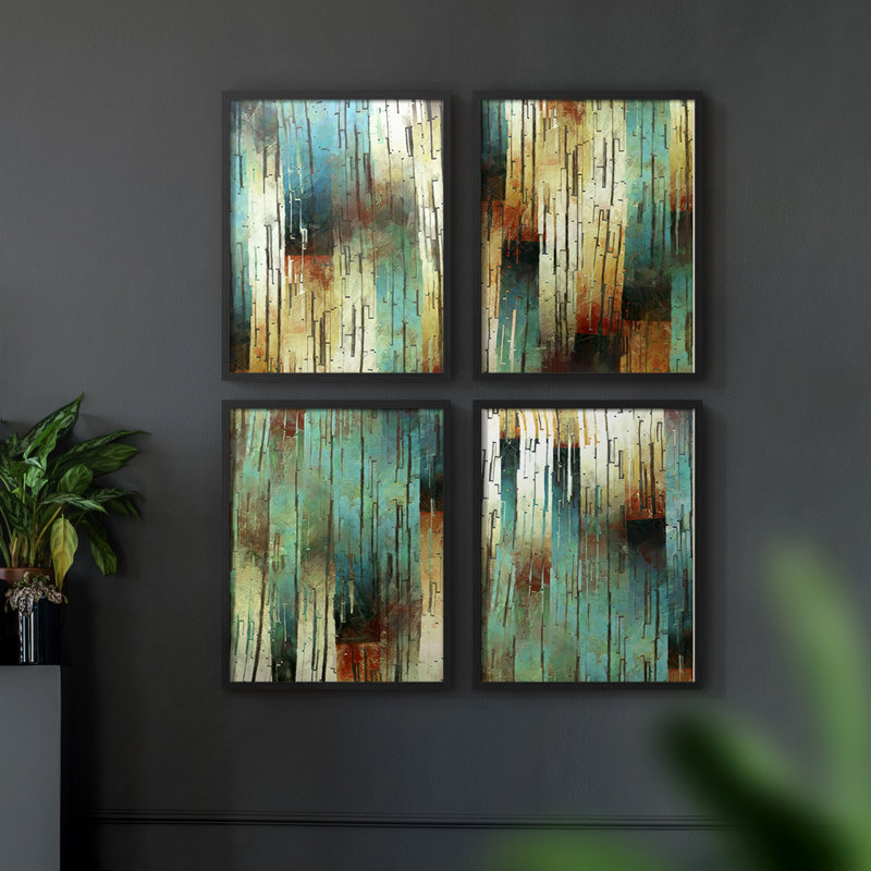«Digital Intrusion I», reproduction encadrée - ensemble de 4, Noir, H 32 po x l 10 po