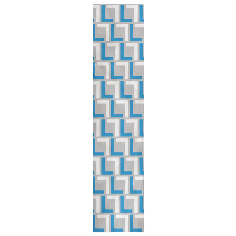 Chemin de table Carolina, 90 po x 16 po, Noir / bleu Carolina / argent, polyester