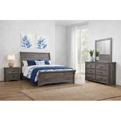 Modern Upholstered Sleigh Bedroom Set in Gray