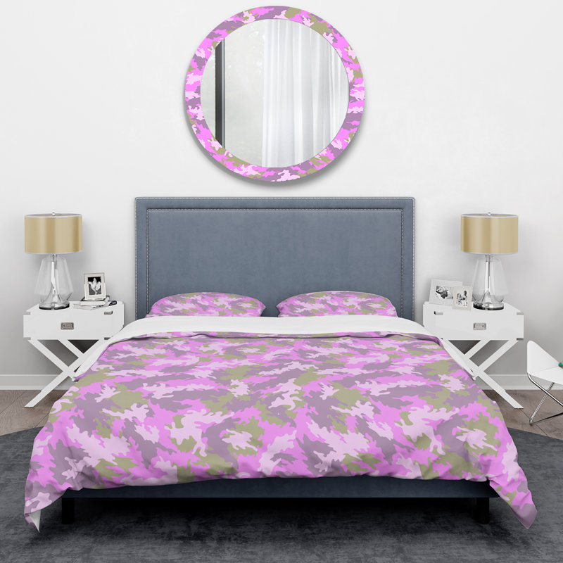 Camouflage rose tendance - ensemble de housse de couette abstrait - microfibre de polyester