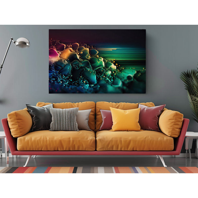 Abstrait coloré sur toile, H 40 po x l 60 po x P 1 po