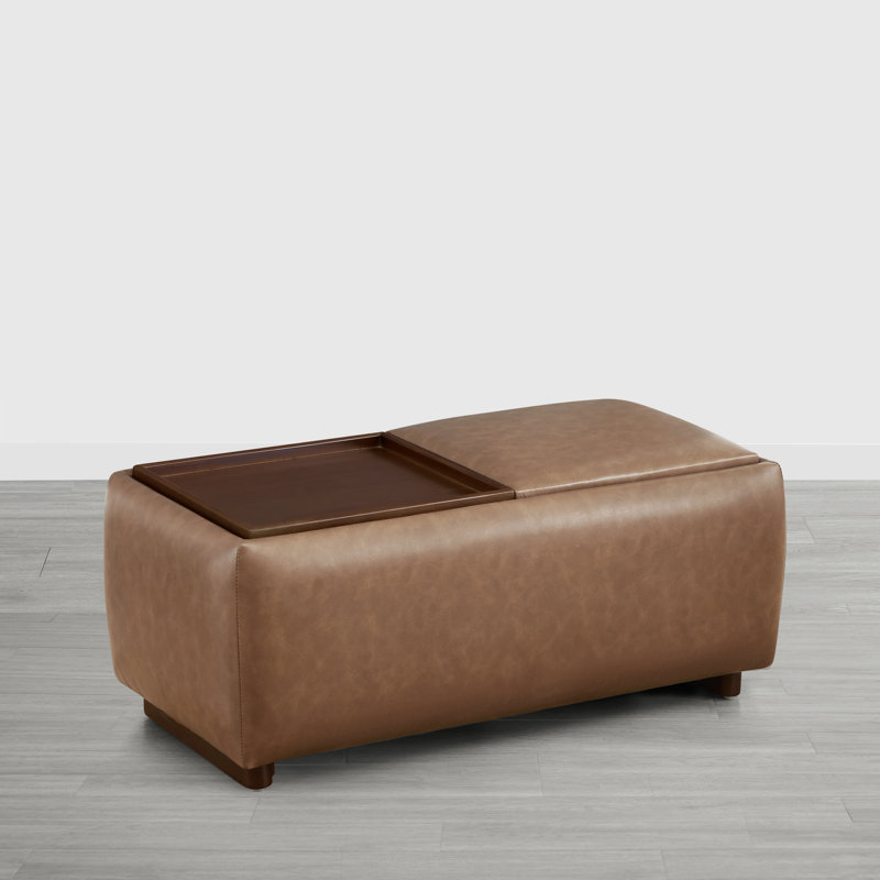 Arika 37'' Wide Rectangle Upholstered Storage Ottoman, Brown
