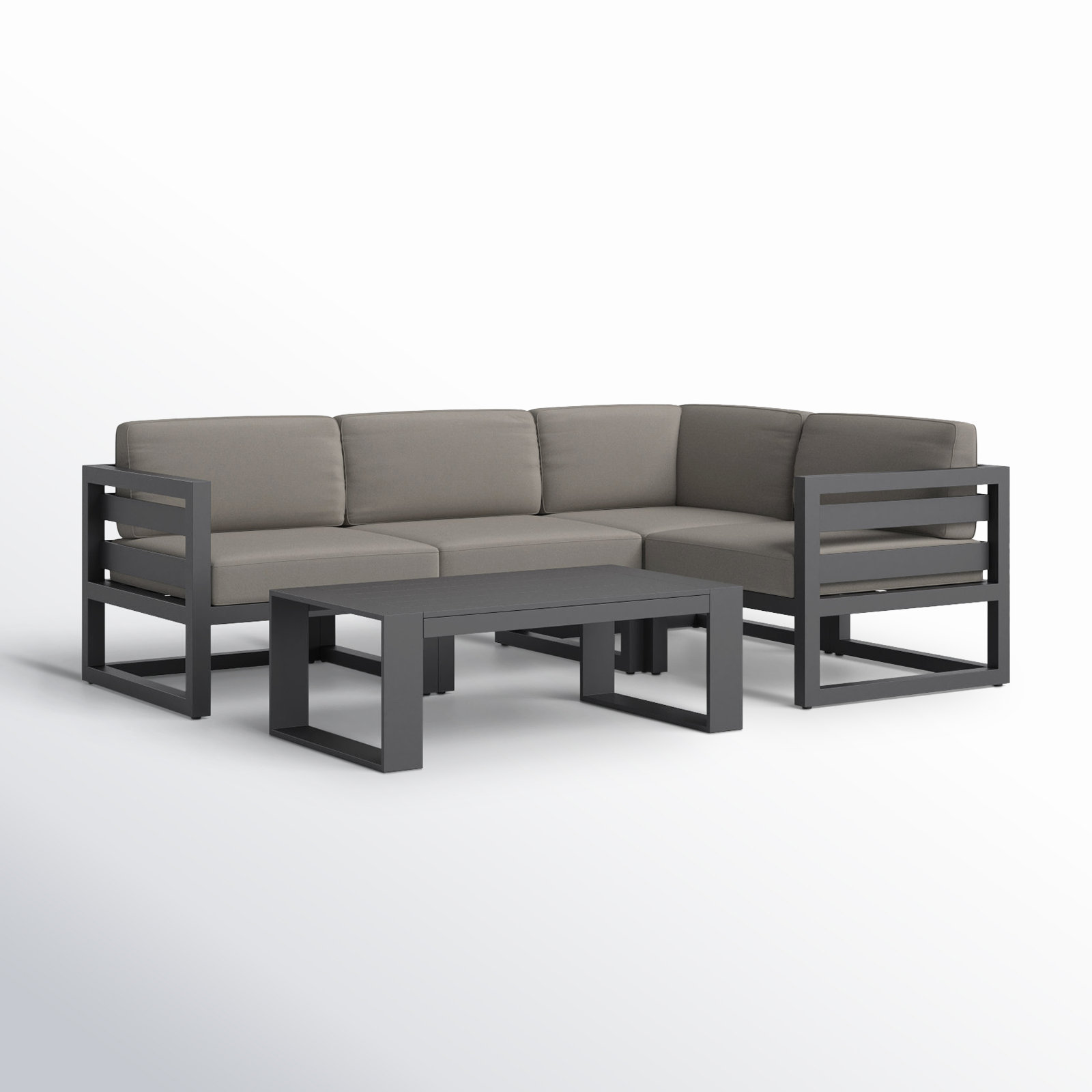 Smith 5 Piece Sectional Seating Group with Sunbrella® Cushions, Canvas Charcoal, Slate