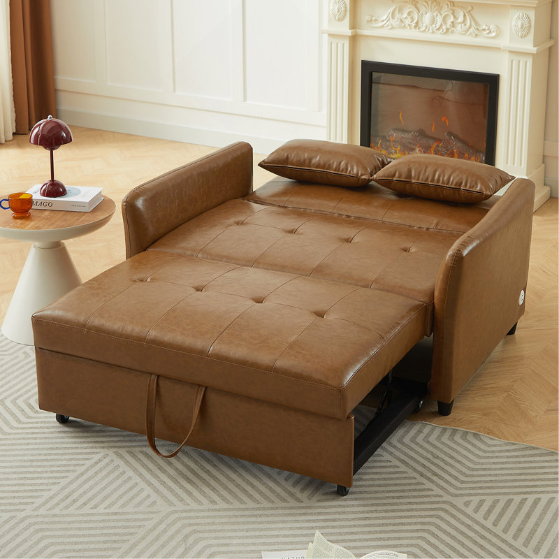 Orisfur. Fauteuil convertible 51,57 po avec accoudoirs surdimensionnés réglables avec trois ports USB pour les petits espaces