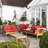 Collinward 5 - Person Seating Group with Red Cushions and Grey LED  Parasol